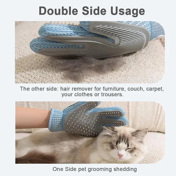 2-in-1 Pet Grooming Glove – Deshedding & Massage Brush for Cats and Dogs