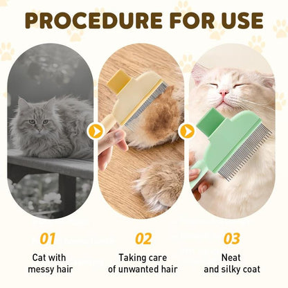 Self-Cleaning Pet Comb – Detangling & Deshedding Tool for Long-Haired Cats and Dogs